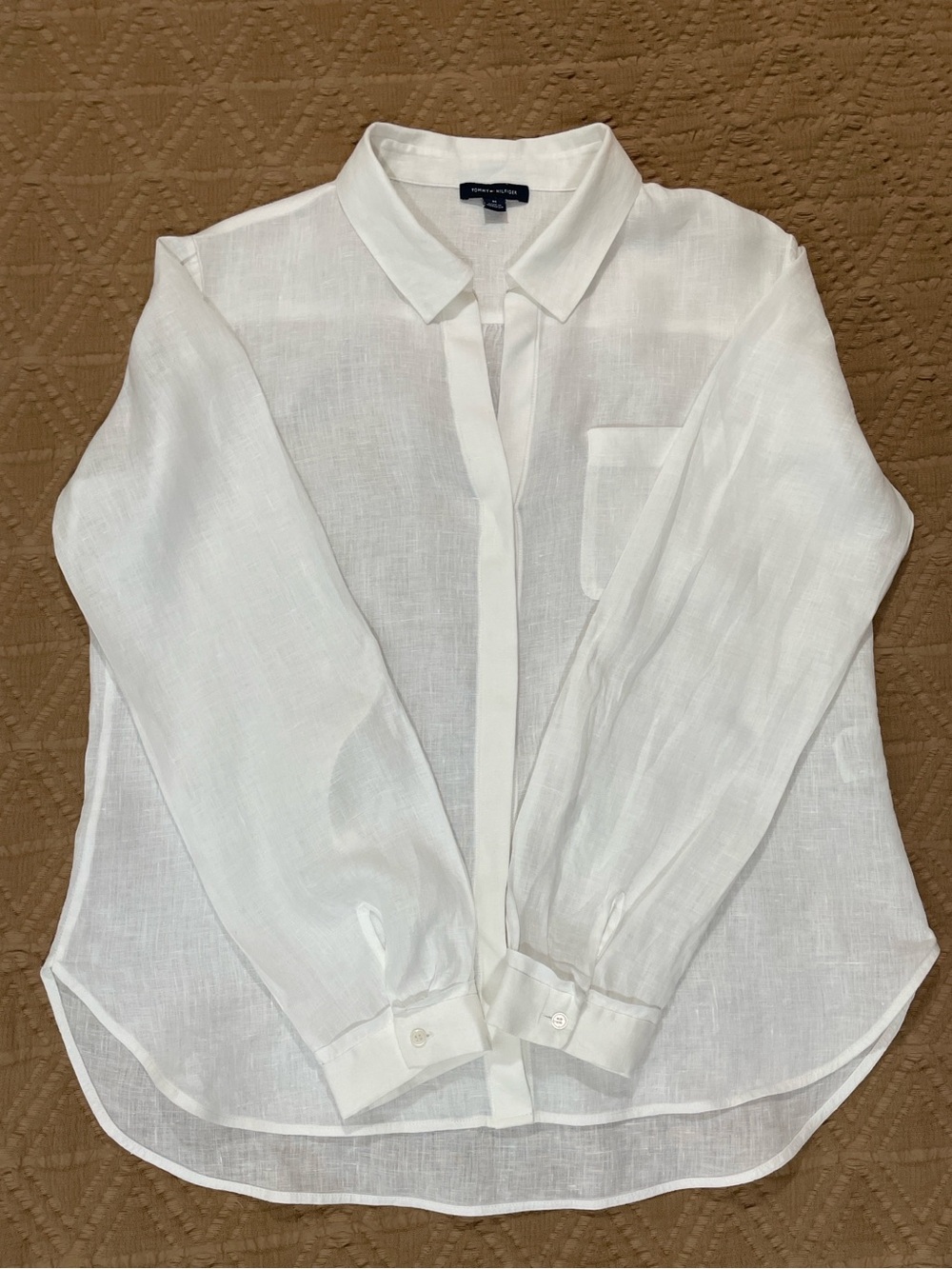 Tommy Hilfiger White Linen Button Front Shirt